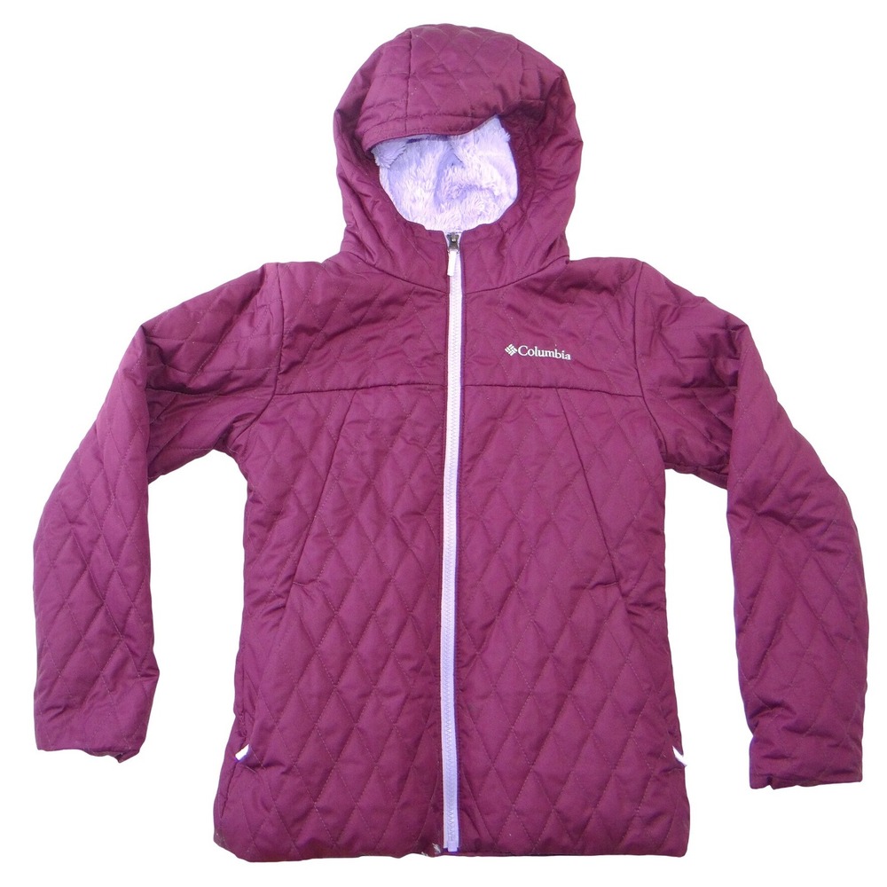 Columbia Girls Bella Cascade Hooded Quilted Puffer Jacket Purple M